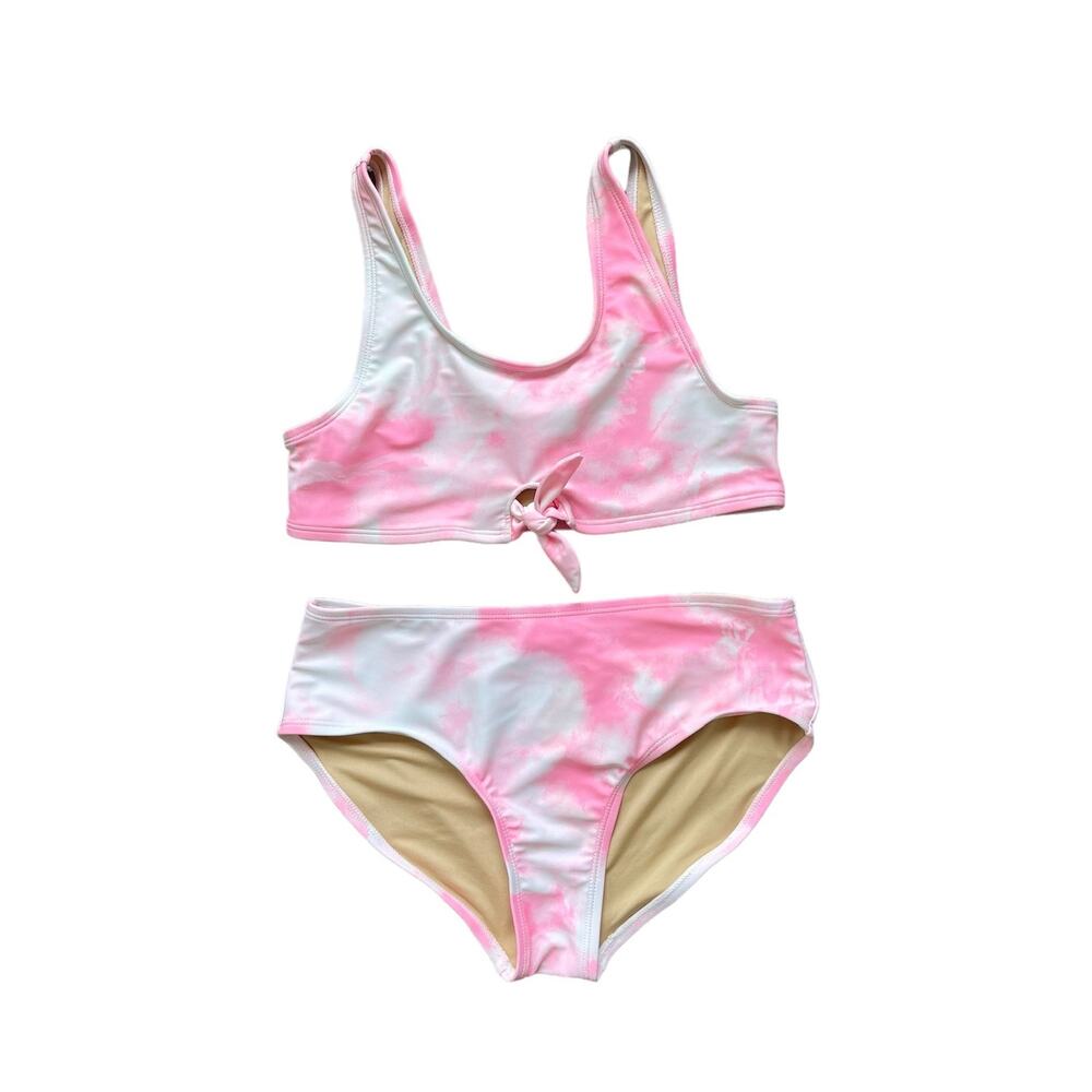 Girls XL 14 Old Navy Pink & White Tie Dye Lined Bikini Swimsuit Swimwear
